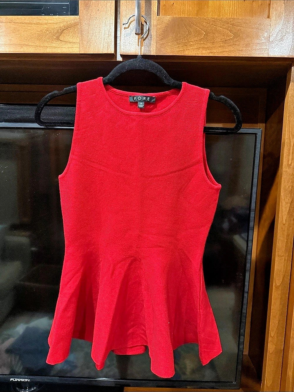 Lane 201 Red Peplum Top